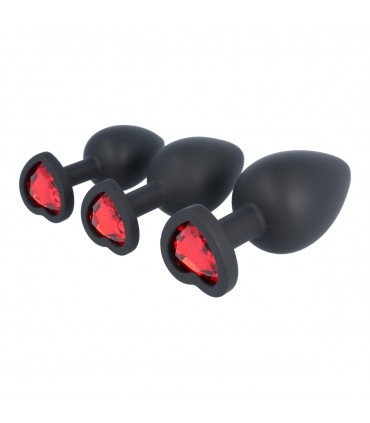 SET STECKER X3 E14 SILIKON SCHWARZ-RUBIN HERZ