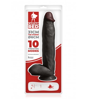 THE POWER 31 CM BLACK VIBRATING REALISTIC PENIS