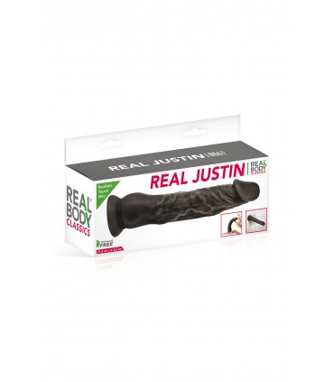 JUSTIN BLACK REALISTIC PENIS 21.5 CM
