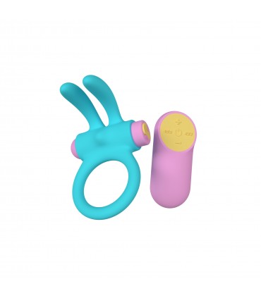 ANNEAU VIBRANT RINY AVEC CONTRÔLEUR USB EN SILICONE BLEU