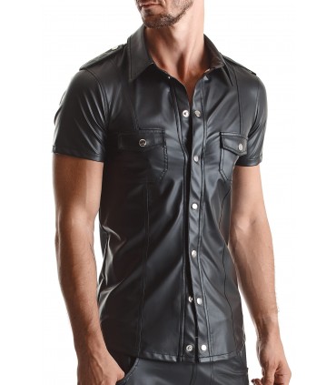 LUCA CAMISA WETLOOK CON CORCHETES NEGRA XL