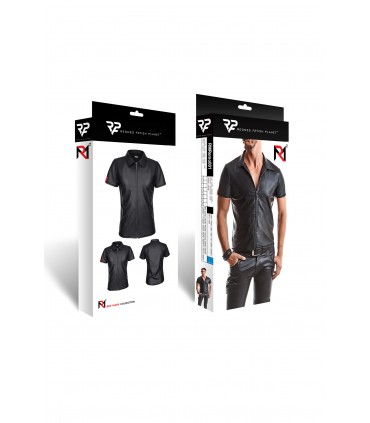 CAMICIA REMO WETLOOK CON ZIP NERA S