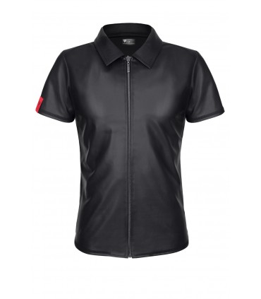 CAMICIA REMO WETLOOK CON ZIP NERA S