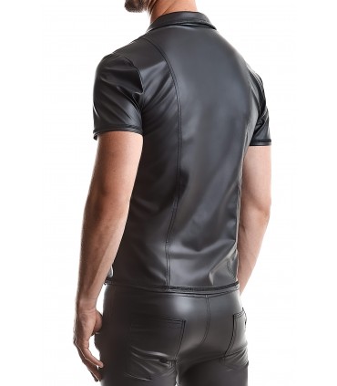 CAMICIA REMO WETLOOK CON ZIP NERA S