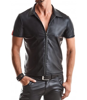 CAMICIA REMO WETLOOK CON ZIP NERA S