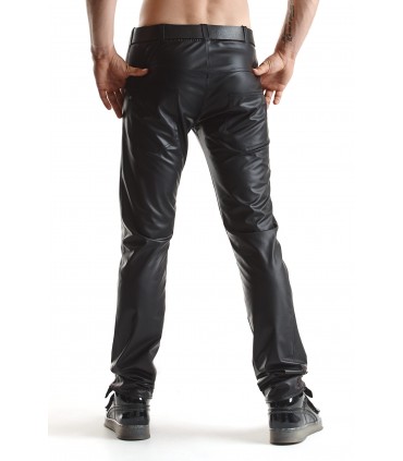 VITTORIO WETLOOK-HOSE MIT TASCHEN SCHWARZ L