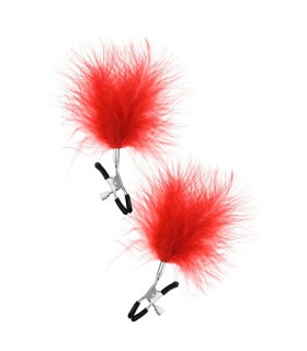 PINZAS REGULABLES C/ PLUMA POMPÓN ROJA