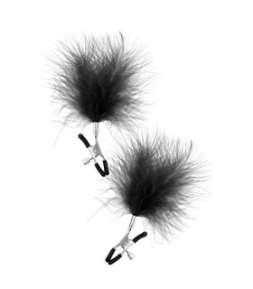 PINZAS REGULABLES C/ PLUMA POMPON NEGRO