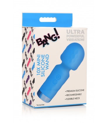 MINI WIEDERAUFLADBARER STABMASSAGER AUS BLAUEM SILIKON