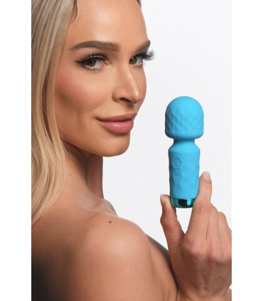 MINI WIEDERAUFLADBARER STABMASSAGER AUS BLAUEM SILIKON