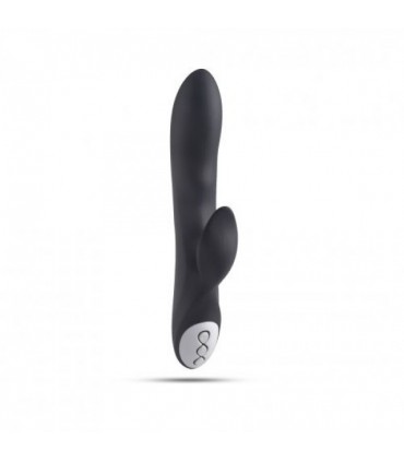 VIBRADOR SILICONA C/ ESTIMULADOR RECARGABLE NEGRO