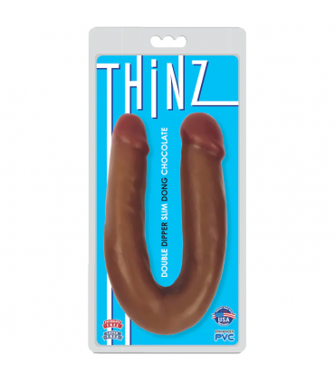 DOPPIO DILDO FINE THINZ CIOCCOLATO 33 CM