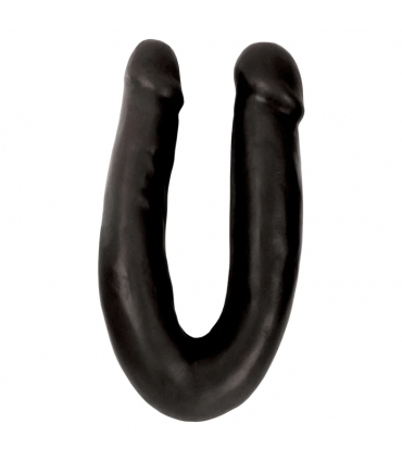 FEINER DOPPELTER DÜNNER SCHWARZER DILDO 33 CM