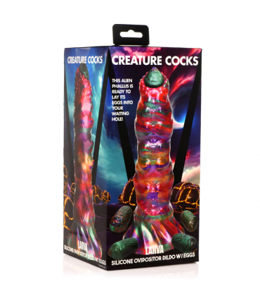 Dildo in silicone con larva che depone le uova