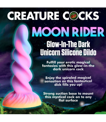 DILDO IN SILICONE FOSFORESCENTE MOON RIDER UNICORN