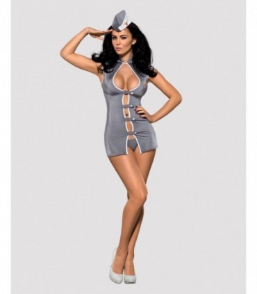 STEWARDESS 3-PCS COSTUME GREY   S/M