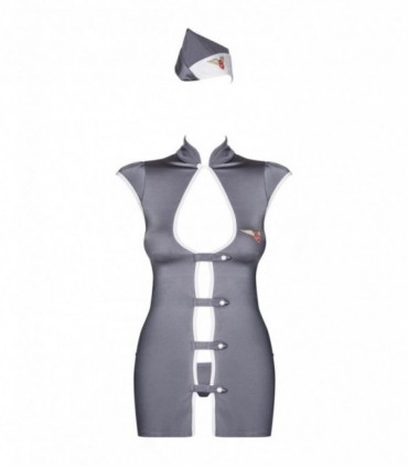 STEWARDESS 3-PCS COSTUME GREY   S/M