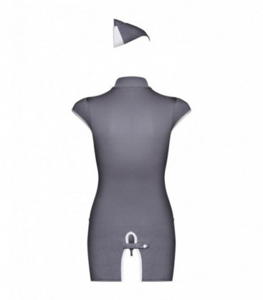 STEWARDESS 3-PCS COSTUME GREY   S/M