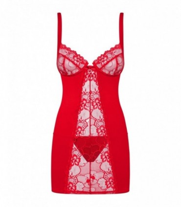 HEARTINA CHEMISE & THONG RED  L/XL