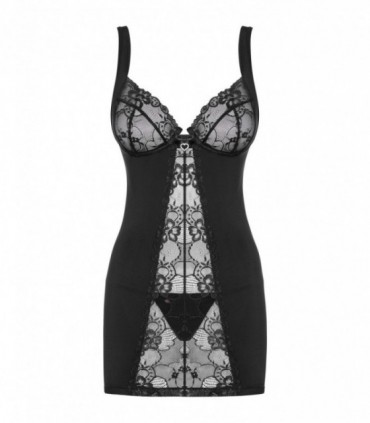 HEARTINA CHEMISE & THONG BLACK  S/M