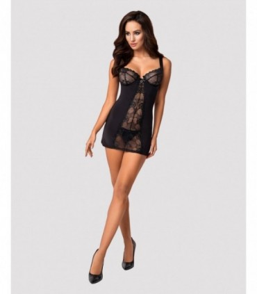 HEARTINA CHEMISE & THONG BLACK L/XL