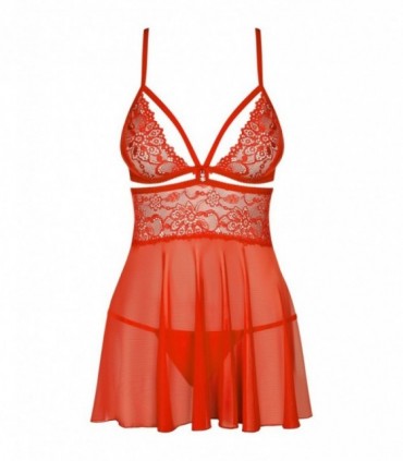 838-BAB-3 BABYDOLL & STRING ROUGE 2XL/3XL