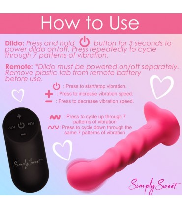 VIBRADOR SILICONA ESTRÍADO C/ MANDO ROSA