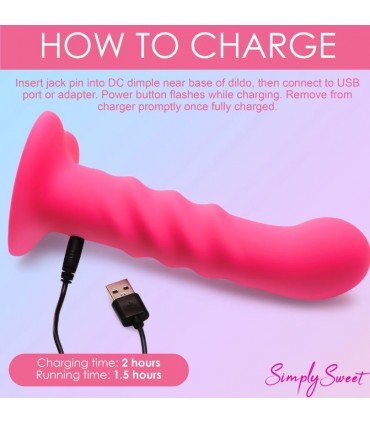 VIBRADOR SILICONA ESTRÍADO C/ MANDO ROSA