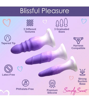 SET 3 X PLUGS SILICONA MORADOS