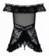 FLORES CHEMISE & THONG SCHWARZ S/M