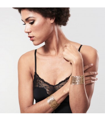 DESIR MÉTALLIQUE – HANDSCHELLEN AUS GOLDMETALLISCHEM NETZ