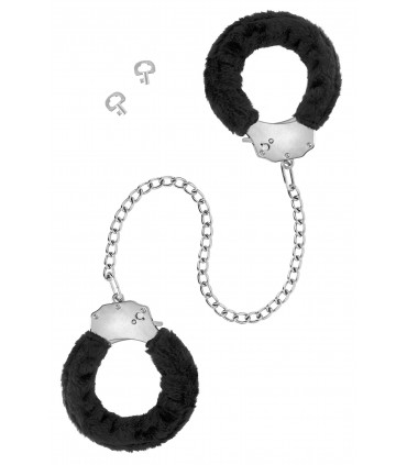 SCHWARZE PLÜSCHHANDSCHELLEN MIT LANGER KETTE