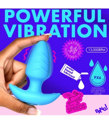 PLUG VIBRADOR Y ROTADOR C/ MANDO USB AZUL