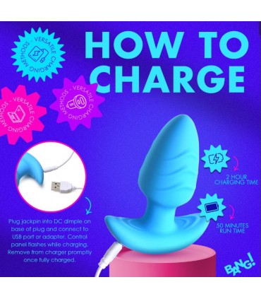 PLUG VIBRADOR Y ROTADOR C/ MANDO USB AZUL