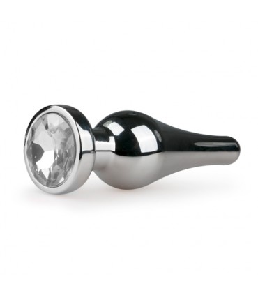 PLUG METALICO N4 CON PIEDRA TRANSPARENTE PLATEADO 