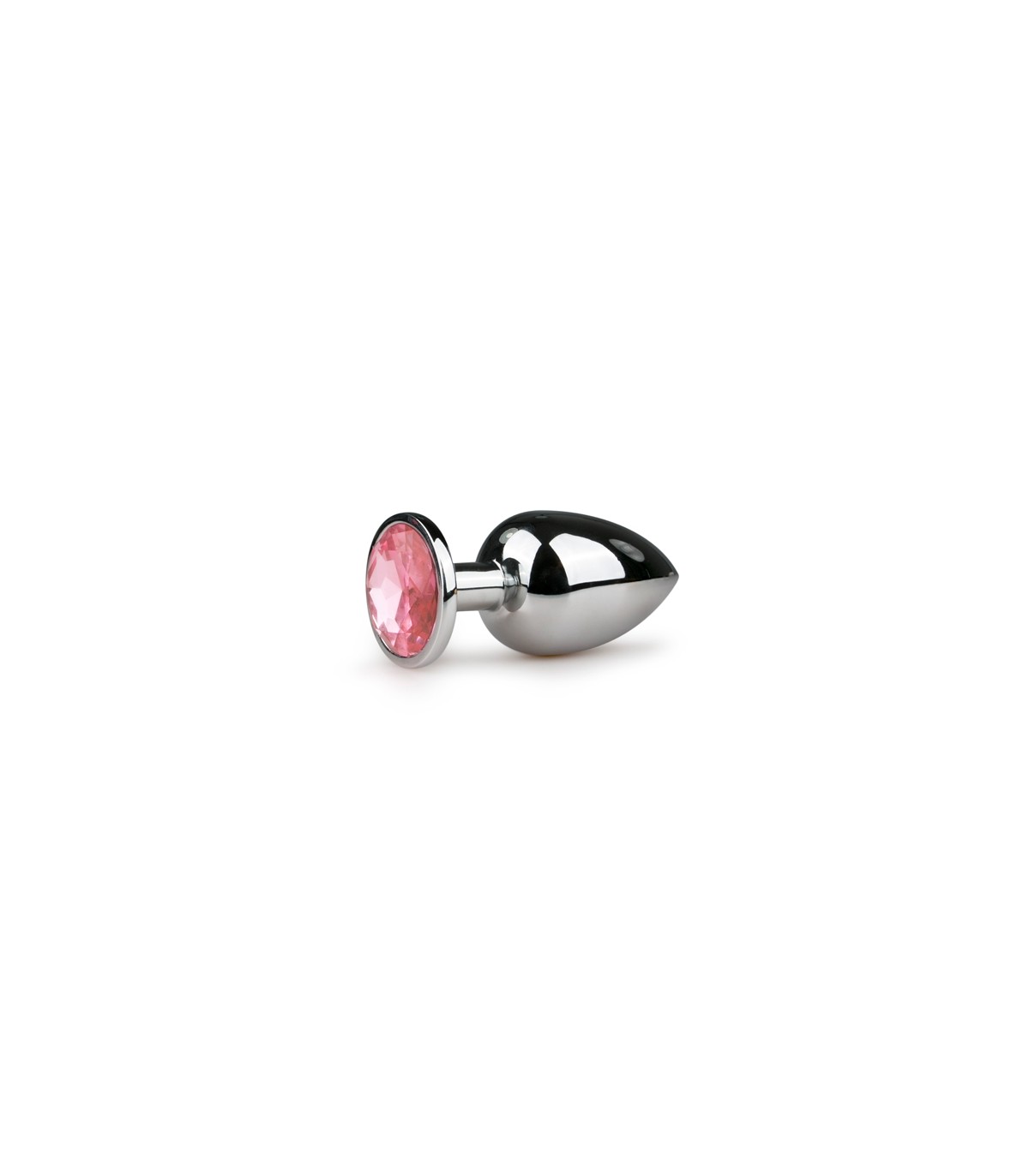 PLUG METALICO L CON PIEDRA ROSA PLATEADO 