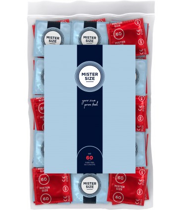 PRESERVATIVOS MISTER SIZE PURE FEEL EXTRA FINO 60MM 100 UDS