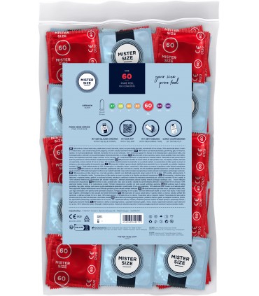 PRESERVATIVOS MISTER SIZE PURE FEEL EXTRA FINO 60MM 100 UDS
