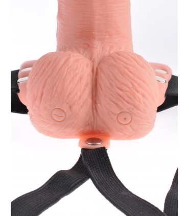 6" HOLLOW STRAP-ON WITH REMOTE LIGHT/BLACK