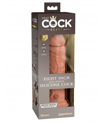 8" DUAL DENSITY SILICONE COCK TAN