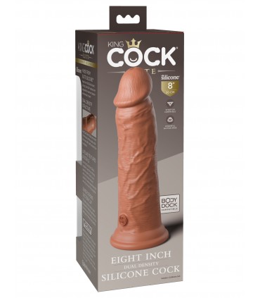 8" DUAL DENSITY SILICONE COCK TAN