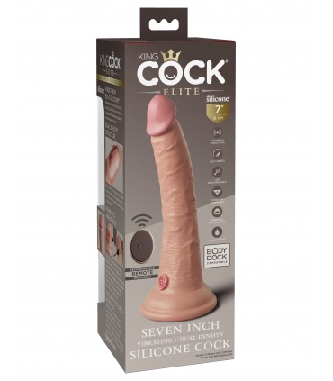7" DUAL DENSITY VIBRATING SILICONE COCK WITH REMOTE LIGHT