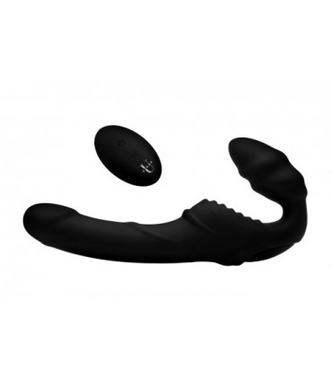 ARNÉS DOBLE VIBR USB SILICONA SLIM RIDER NEGRO C/ MANDO