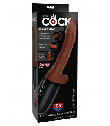 7.5" THRUSTING COCK WITH BALLS BROWN
