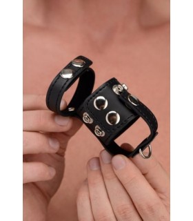 ANILLO CON ARNÉS TESTÍCULOS NEGRO