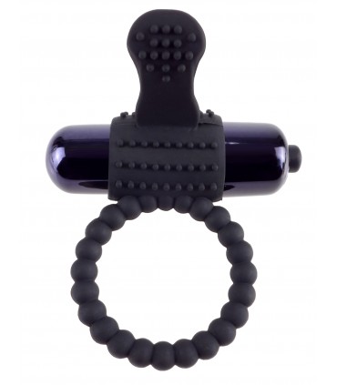 VIBRATING SILICONE SUPER RING BLACK