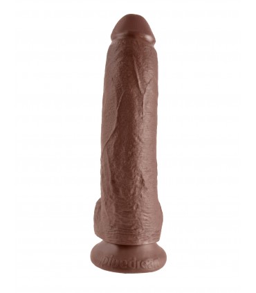 9" COCK WITH BALLS BROWN