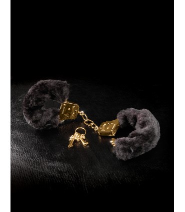 DELUXE FURRY CUFFS GOLD/BLACK