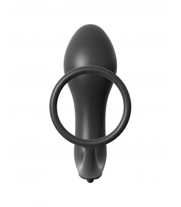 ASS-GASM COCKRING VIBRATING PLUG BLACK