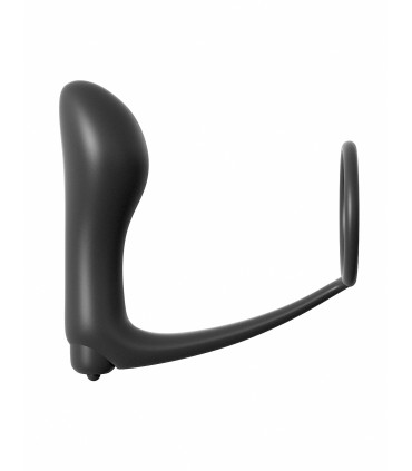 ASS-GASM COCKRING VIBRATING PLUG BLACK